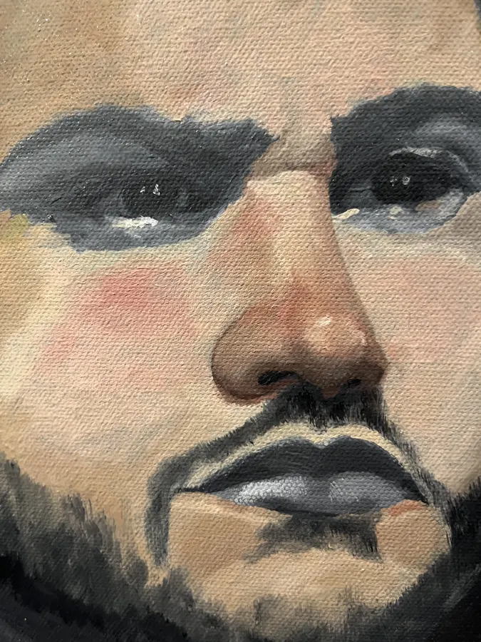 Close-up painted study of a man's face